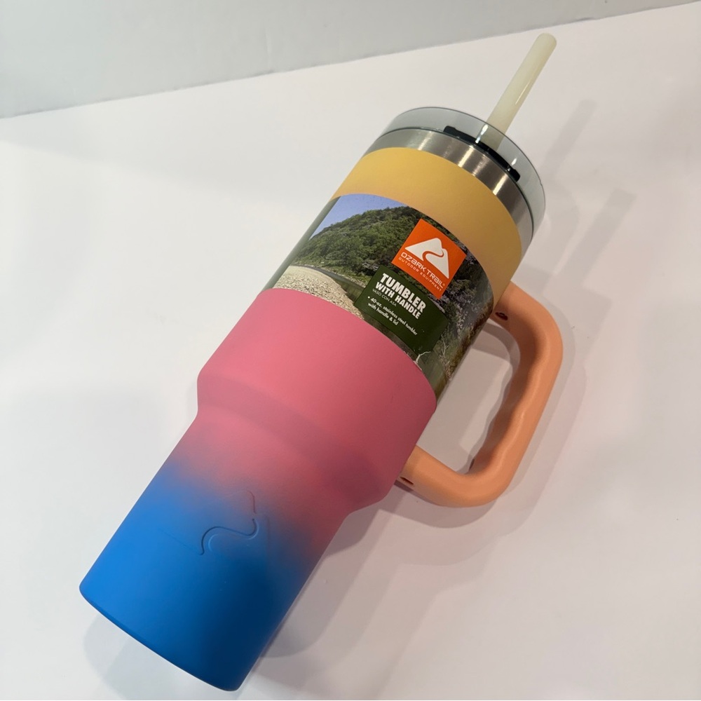 🆕 40oz Ombre Stainless Steel Tumbler -Peach Pink Blue Gradient Insulated Travel